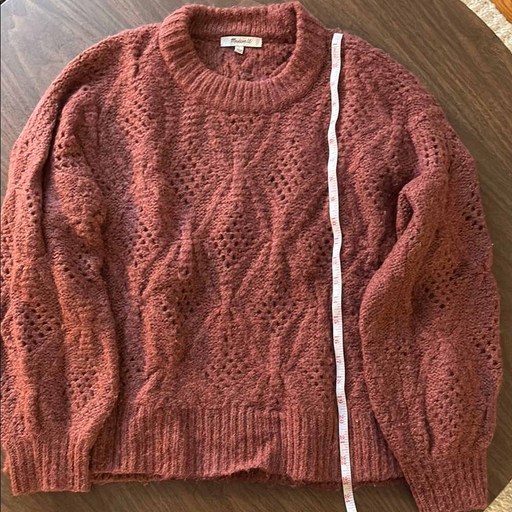 Madewell Dusty Rose Cable Knit Sweater